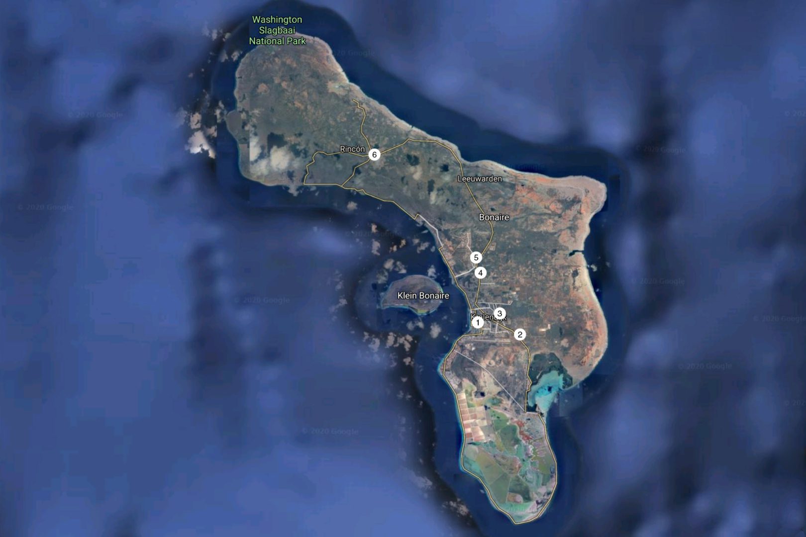 The district numbers on an image from Google Maps