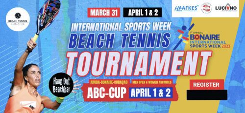 Beachtennis Bonaire op de ABC Cup-poster