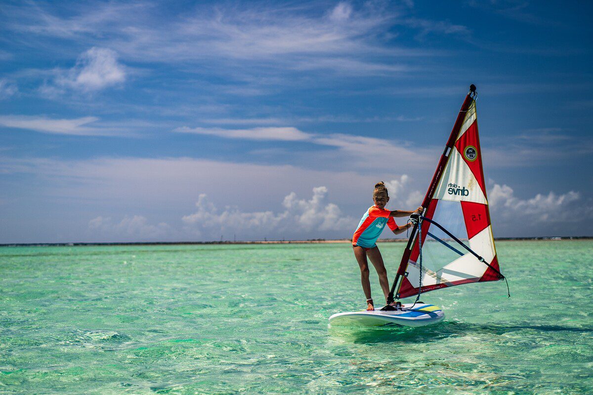 family activity windsurfing on Bonaire