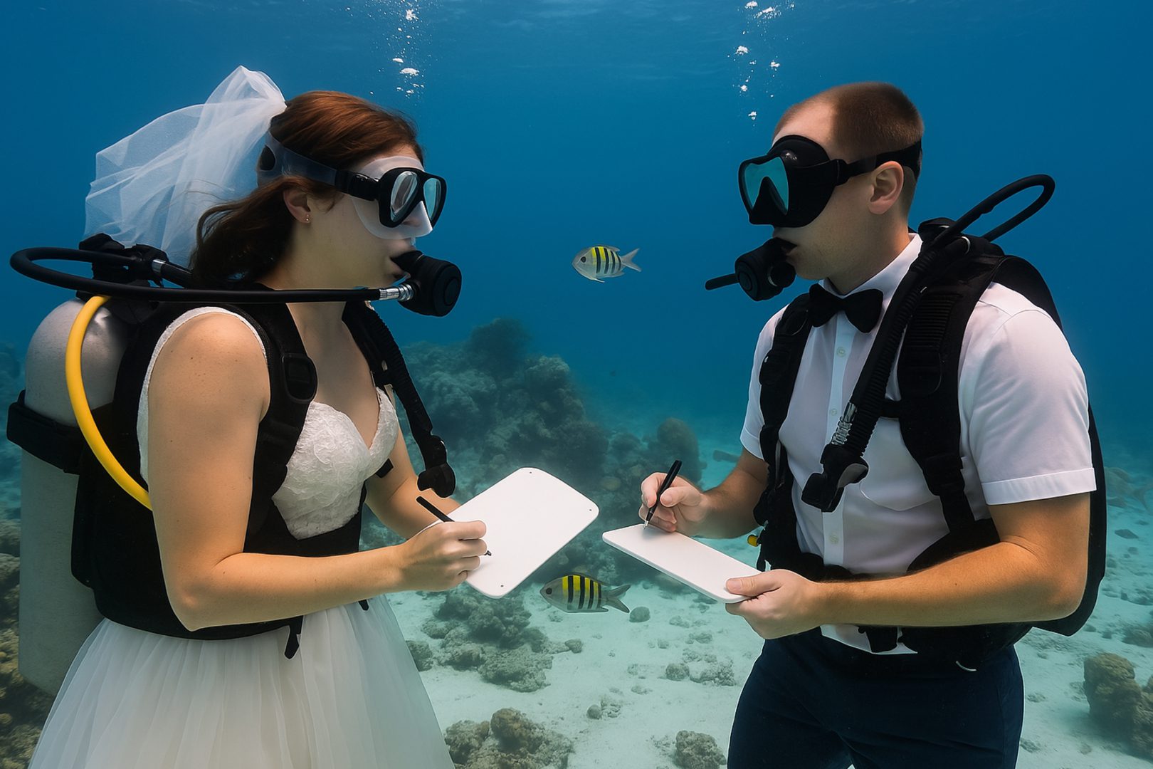 Underwater wedding on Bonaire