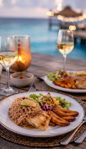 Seaside dinner on Bonaire at sunset