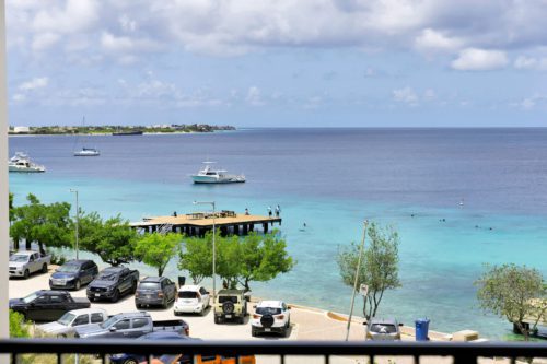Bonaire Beach Apartments 15 with a refreshing shared pool and spectacular sea view